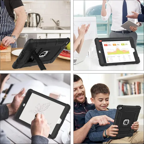 Vista 6 de TIMISM Funda para iPad Air 2, grado militar a prueba de golpes y a prueba de golpes con soporte Funda protectora resistente de 3 capas para iPad