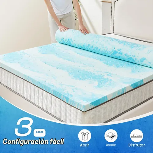 Vista 6 de Cubrecolchón Twin XL - Espuma viscoelástica de 2 pulgadas con infusión de gel refrescante para el dolor de espalda, certificado CertiPUR-US