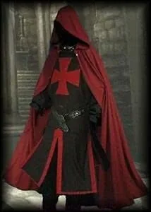 Vista 5 de ARTIZANSTORE Medieval Templar Knight Crusader Surcoat & Capa Recreación LARP Negro, Rojo