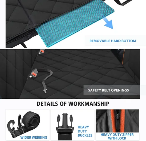 Vista 6 de Funda de asiento trasero para perro, hamaca para perro de fondo duro para automóvil, impermeable, suave, extensor de cama de viaje, soporta 400