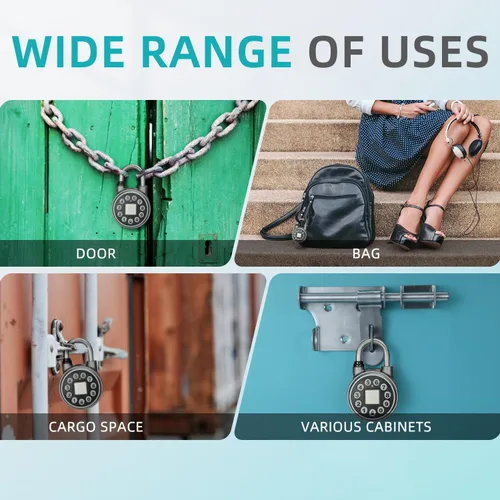 Vista 8 de SFW Candado de huellas dactilares, bloqueo Bluetooth con código, candados inteligentes resistentes al agua con aplicación móvil. Adecuado