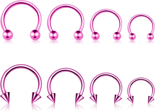 Vista 11 de BLISI G23 Joyería de perforación de ceja de titanio sólido, anillos de ceja en oro negro, oro rosa, plata, rosa y arcoíris de 16G, barra curvada