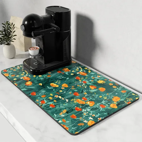 Vista 14 de Rnivvi Tapete de secado de platos para encimera de cocina, 16 x 18 pulgadas, bonita almohadilla de secado absorbente resistente al calor con goma