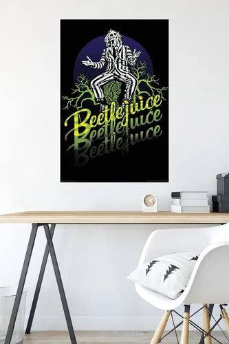 Vista 4 de Trends International Beetlejuice - Póster de pared de neón amarillo y verde, 22.375 x 34 pulgadas, versión premium sin marco