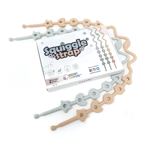 Vista 9 de Squiggle Strap® - 2 correas de juguete, correa ajustable de silicona de grado alimenticio para juguetes, correa de juguete para bebé, correa