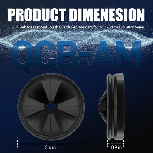 Vista 7 de Protectores contra salpicaduras de basura de 3 3/8 pulgadas, repuesto QCB-AM para la serie InSinkErator Evolution, tapones de drenaje de cuello