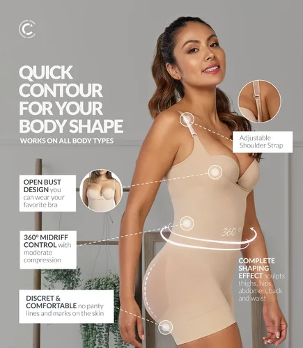 Vista 4 de CURVEEZ - Body para mujer con control de barriga, fajas colombianas para mujer