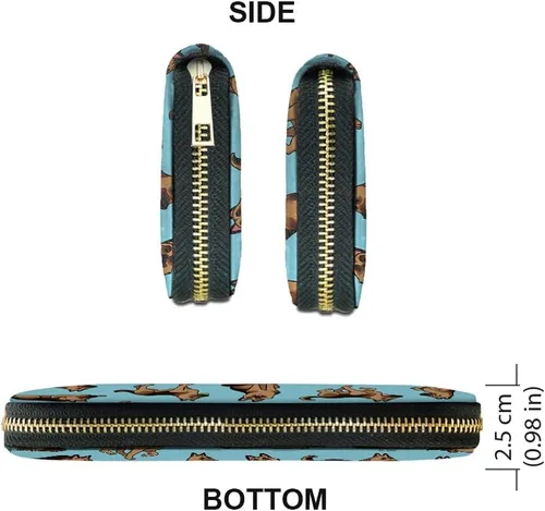 Vista 3 de WIRESTER Cartera de piel sintética con tarjetero y cremallera alrededor de la cartera larga para mujer