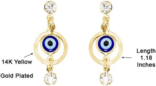 Vista 3 de Collar de ojo turco chapado en oro amarillo de 14 quilates, cadena con dije de amuleto de ojos azules, protección de Ojo Turco, Cabalá, ajustable