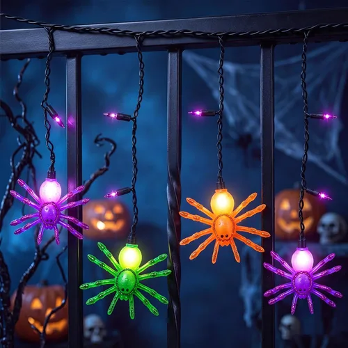 Vista 11 de Abeja Luces de ventana de Halloween, paquete de 4 unidades, calabaza