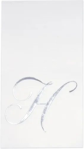 Vista 10 de Gift Boutique 100 Servilletas Blancas para Invitados con Monograma Plateado Letra S Paquete de Papel Desechable Elegante Servilleta de Mano