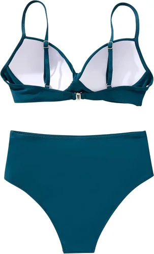 Vista 4 de SUUKSESS Bikini de cintura alta para mujer, sexy, push up, traje de baño de dos piezas