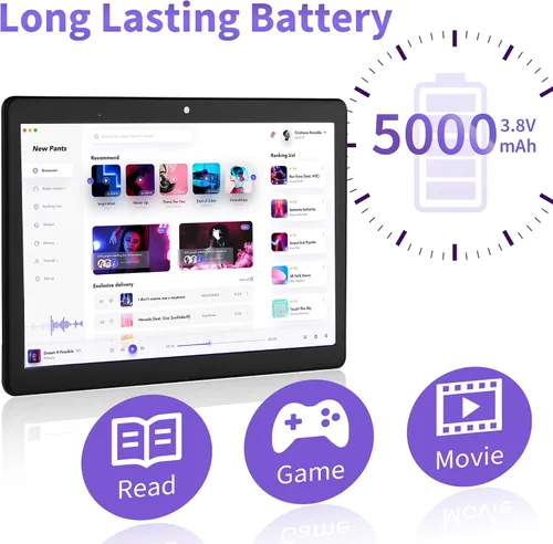 Vista 6 de Veidoo Tableta Android, 2+32GB, admite expansión de tarjeta SD, con WiFi, Bluetooth, cámaras duales, pantalla táctil de alta definición IPS de 10