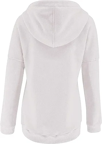 Vista 70 de Sudaderas con capucha para mujer, con cuello de botón, sin botones, con cordón, manga larga, lindas, ropa para adolescentes y niñas