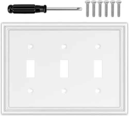 Vista 8 de Cubiertas Decorativas Blancas para Interruptores de Luz Combinados, Placa de Pared, Material Natural, Cubiertas de Salida de Placa de Interruptor