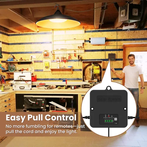 Vista 2 de Luz solar para interiores y exteriores, luz colgante diurna blanca cálida disponible con cuerda de tracción, del atardecer al amanecer, 3 modos