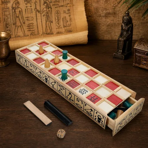 Vista 9 de WE Games Senet - Juego de mesa egipcio hecho a mano de madera maciza para educación histórica, apreciación cultural y estrategia, juego antiguo