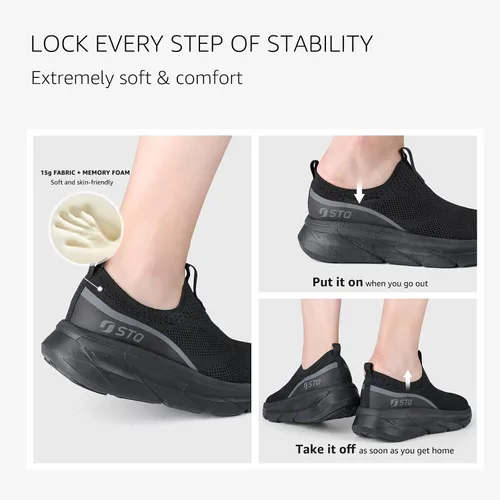 Vista 3 de STQ Slip on Sneakers Women Walking Shoes with Arch Support Memory Foam