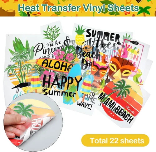 Vista 4 de Fainne 22 calcomanías de vinilo de transferencia de calor para playa, para planchar, para planchar, listas para prensar, para camisetas, chaquetas