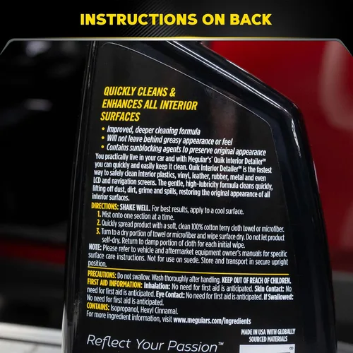Vista 8 de Meguiar's Quik - Limpiador de detalladores de interiores, limpieza rápida en aerosol y refresca el interior del automóvil, uso en plástico, cuero