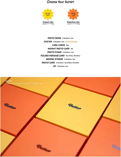 Vista 3 de Álbum BTS - [Butter] (versión crema) CD-R + libro de fotos + tarjetas líricas + tarjeta de foto instantánea + soporte de fotos + tarjeta de mensaje