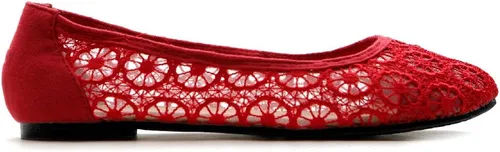 Vista 2 de Ollio Zapato de ballet para mujer con encaje floral transpirable y plano
