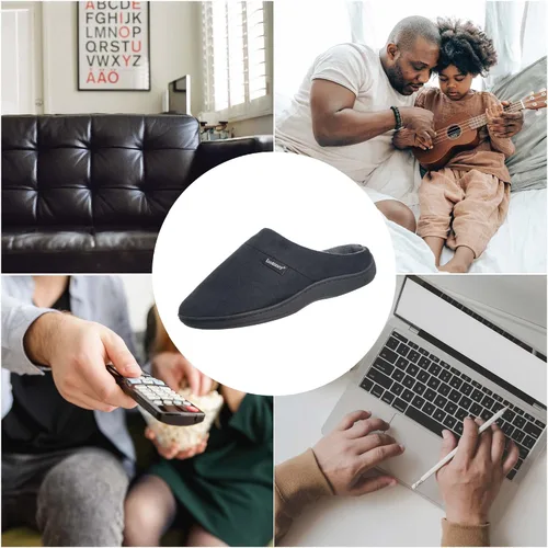 Vista 4 de Pantufla Isotoner con talón abierto, con espuma viscoelástica, suela interior y exterior, para hombre