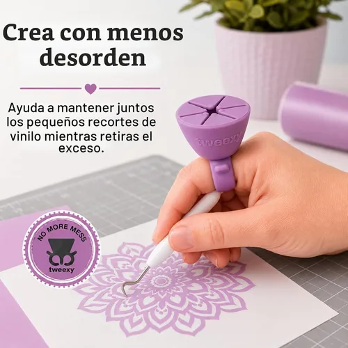 Vista 3 de Anillo colector de desechos de vinilo Tweexy Craft Herramientas de desbroce para transferencia de calor de vinilo, soporte de hojas de papel