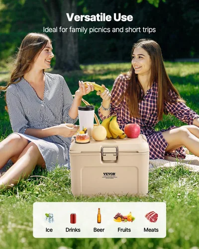 Vista 6 de VEVOR Portable Cooler,Hard Cooler with Ice Retention, Heavy-Duty Handles and Strap, Lightweight Rigid Material Insulated Portable Cooler, Suitable