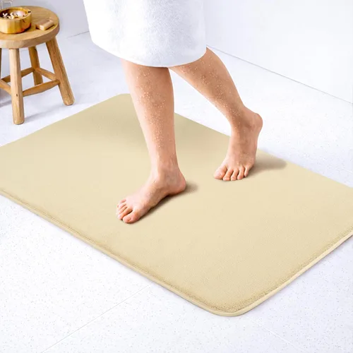 Vista 46 de American Soft Linen - Alfombra de baño antideslizante, 100% de algodón, 17 x 24 pulgadas, alfombras de baño lavables, tapetes peludos, color beige