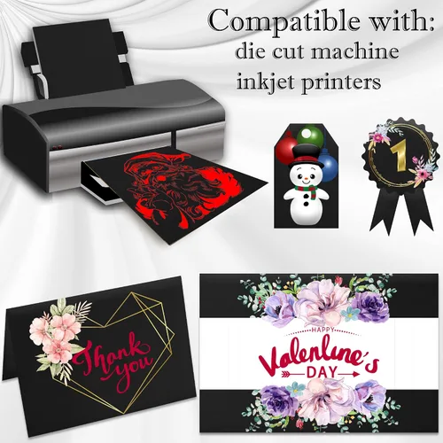 Vista 3 de 24 hojas de papel de cartulina negro de 8,5 x 11 pulgadas para tarjetas DIY, invitaciones, álbumes de recortes y otras manualidades (250 gsm/92 lb)