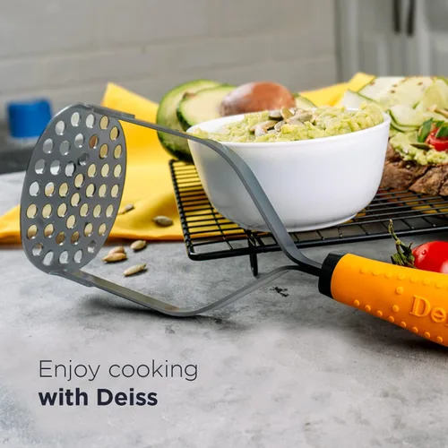 Vista 4 de Deiss PRO - Triturador de patatas de acero inoxidable resistente con mango de goma antideslizante, máquina de puré de mano para machacar sin