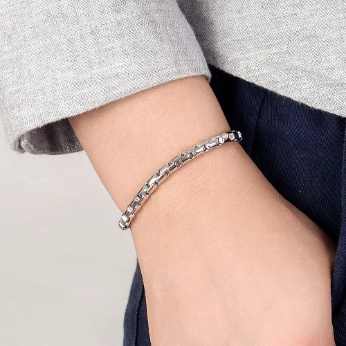 Vista 5 de Pulsera de plata de ley 925 para hombre, estilo italiano, 0.197 in, cuadrado, eslabones Rolo, cadena redonda, 6.5 "7" 7.5 "8" 8.5" 9" brazalete fino