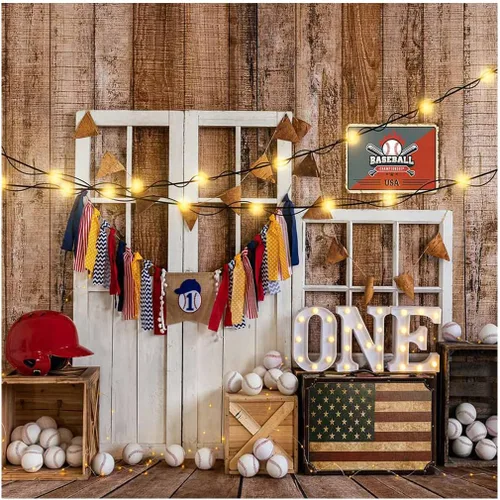 Vista 9 de Kate Fondos de fotografía para fiestas temáticas de béisbol, 7x5 pies, decoración de iluminación, fiesta de cumpleaños, estudio fotográfico, fondo