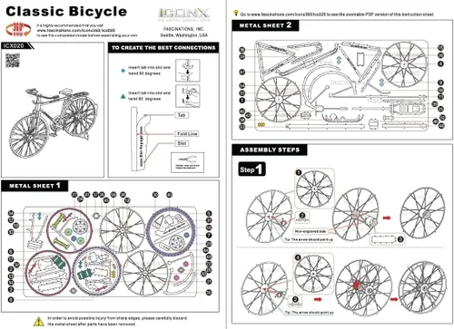 Vista 8 de Fascinations Metal Earth Premium Series Classic Bicycle 3D Kit de modelo de metal