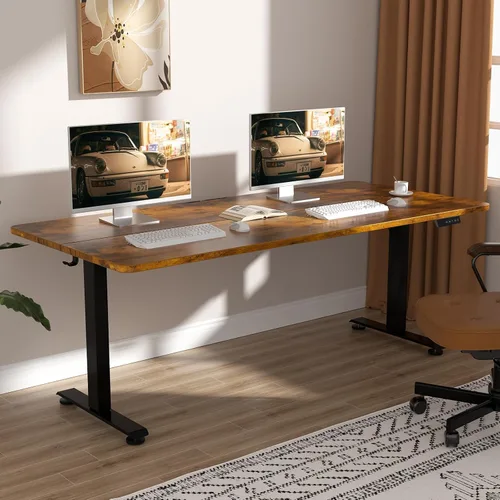 Vista 23 de Veken Escritorio eléctrico grande de pie de 47.2 pulgadas, mesa de juegos Blanco