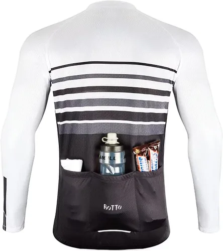 Vista 3 de ROTTO Camiseta de ciclismo para hombre, manga larga, línea simple, serie