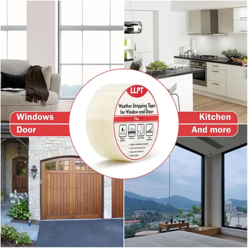 Vista 7 de LLPT Cinta Transparente para Sellado contra la Intemperie de 4" x 108 Pies para Ventana y Puerta Cinta Resistente a la Intemperie de Ultra Alto