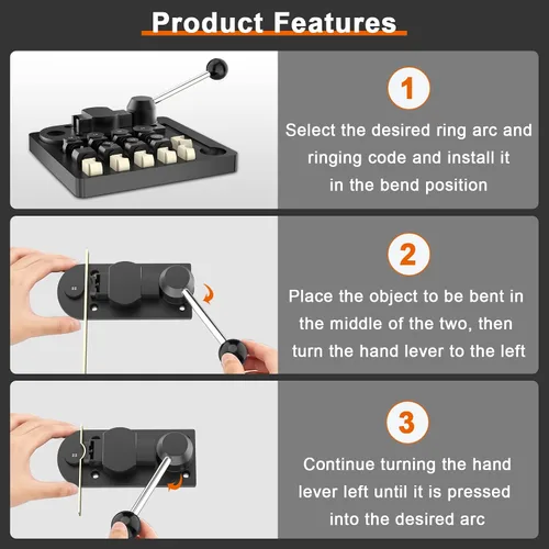 Vista 3 de JAZORR Herramienta de Doblado de Anillos, Doblador de Anillos con Troqueles de Nylon, Herramienta para Hacer Anillos, Herramienta de Medición