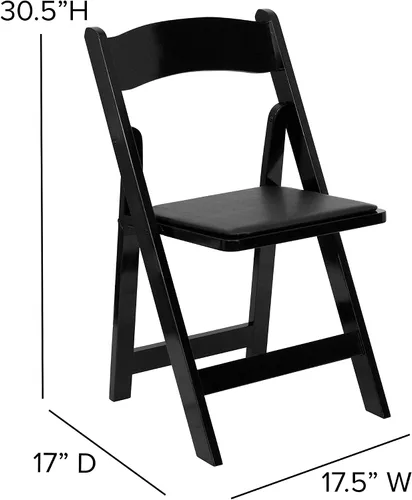 Vista 2 de EMMA + OLIVER Paquete de 4 sillas plegables de madera negra con asiento acolchado de vinilo