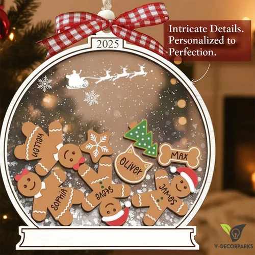 Vista 7 de Adornos de Navidad personalizados 2025 – Adornos personalizados de globo de nieve para familias de 2, 3, 4, 5, 6, 7, 8, 9 y 10 miembros, adorno