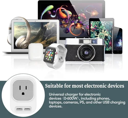 Vista 7 de Convertidor de voltaje de 220 V a 110 V de EE. UU. a Europa con 2 puertos USB A y 2 puertos USB C de carga rápida, convertidor de corriente