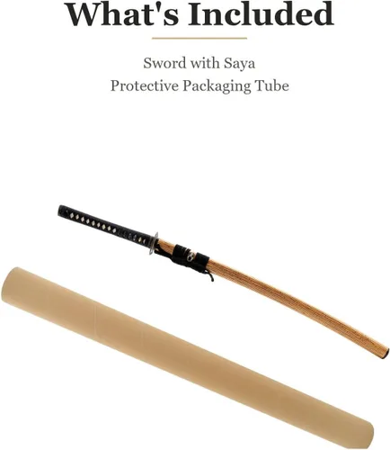 Vista 7 de Katana Samurai Sword, 1045 Carbon Steel, Hand Forged, Full Tang Patrón de bambú y bambú Saya