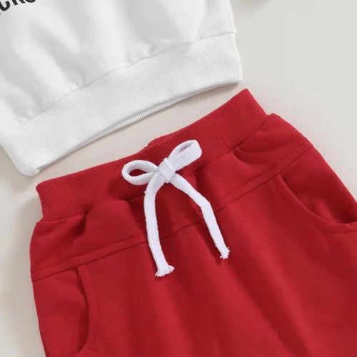 Vista 6 de DSORVICD Conjunto de sudadera de manga larga con estampado de letras para bebé niña y niño, 2 piezas, ropa de otoño e invierno