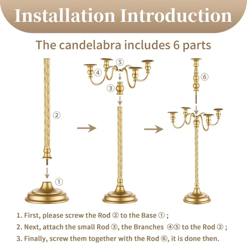 Vista 6 de Sziqiqi Candelabro de Piso Alto de 28 Pulgadas Portavelas Cónico para Velas y Portavelas de Metal Floral Centro de Mesa para Boda Fiesta Evento