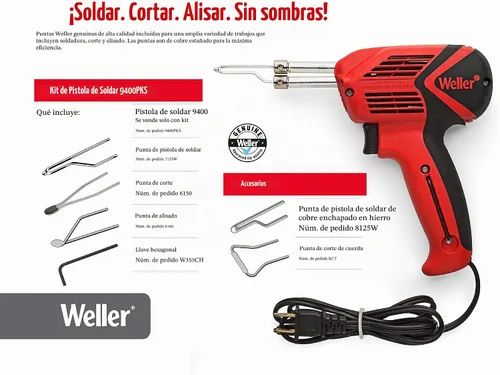 Vista 4 de Weller Kit Universal de Pistola para Soldar Genuino 140W/100W 120V 9400PKS