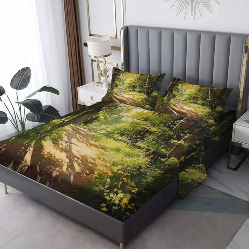 Vista 23 de Juego de sábanas abstractas tamaño individual, sábanas de microfibra suave, bolsillo profundo, sábanas y fundas de almohada estampadas sin arrugas