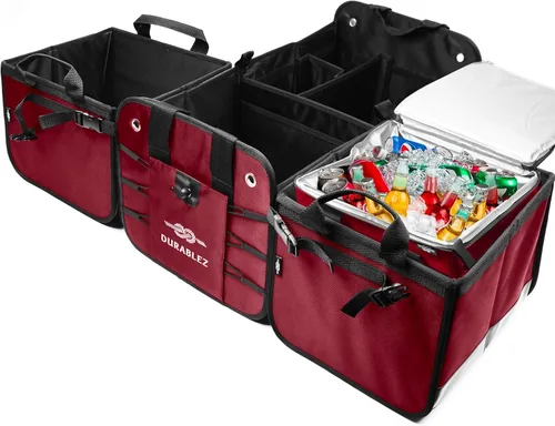 Vista 5 de Bolsa enfriadora de coche para organizador de maletero, transportador térmico aislado para alimentos, viajes y uso al aire libre, inserto resistente