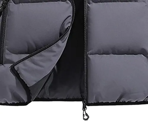 Vista 7 de Chaleco de invierno para hombre, acolchado, sin mangas, con capucha extraíble, informal, con cremallera y cálido.