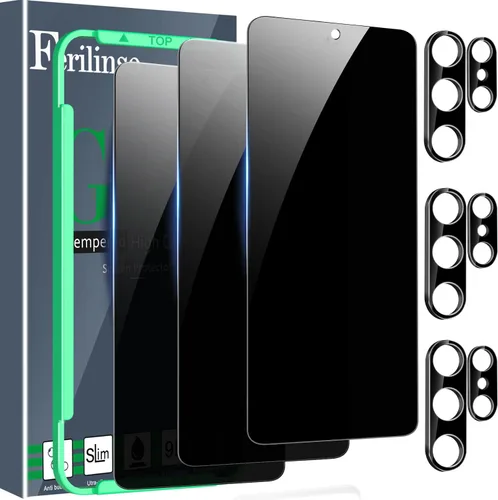 Vista 8 de Ferilinso - Protector de pantalla de privacidad para Samsung Galaxy S26, vidrio templado 3 Pack, 9H+ Hardness, Military-Grade Shatterproof, Case